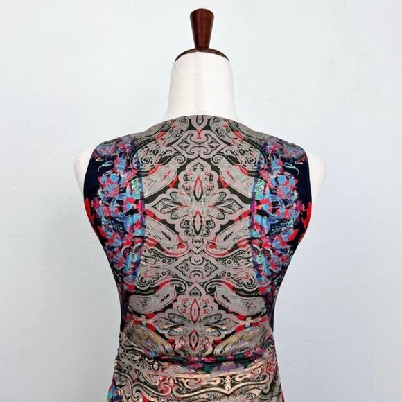 Etro Italian Mesh Jersey Printed Knit Gathered Waist Sleeveless Dress - Picture 6 of 9